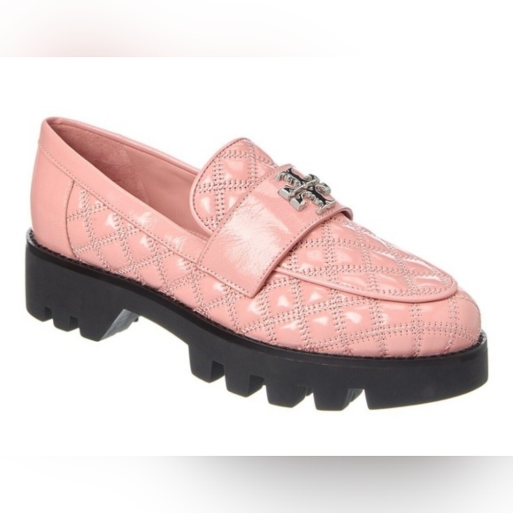 Size 7 - Tory Burch Pink Quilted Flats with Black Sole